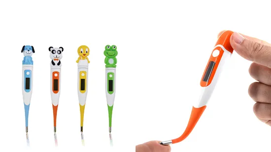 Thermomètres numériques à pointe flexible/à tête souple Thermomètre numérique étanche axillaire/oral pour les soins à domicile